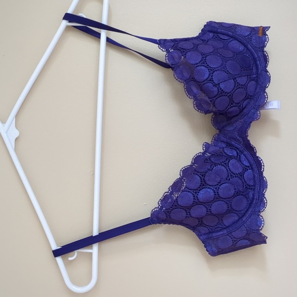 34B Purple Savage X Fenty Sexy Dot Lace Sheer Panel Bra Colorful Bright - Picture 1 of 13